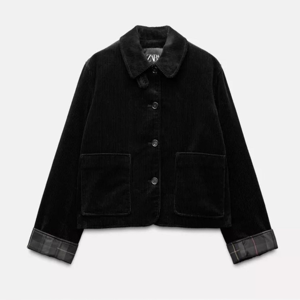 Zara Black Corduroy Barn Coat